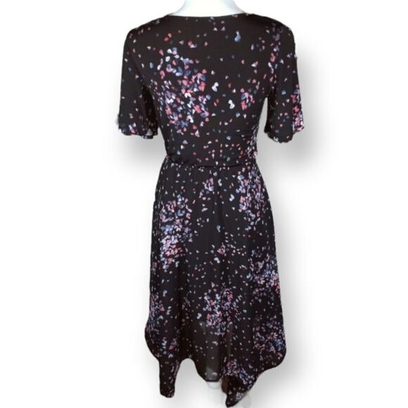 ELLE ASYMMETRICAL BLACK & PURPLE V-NECK DRESS SZ.XS EUC - Picture 5 of 8